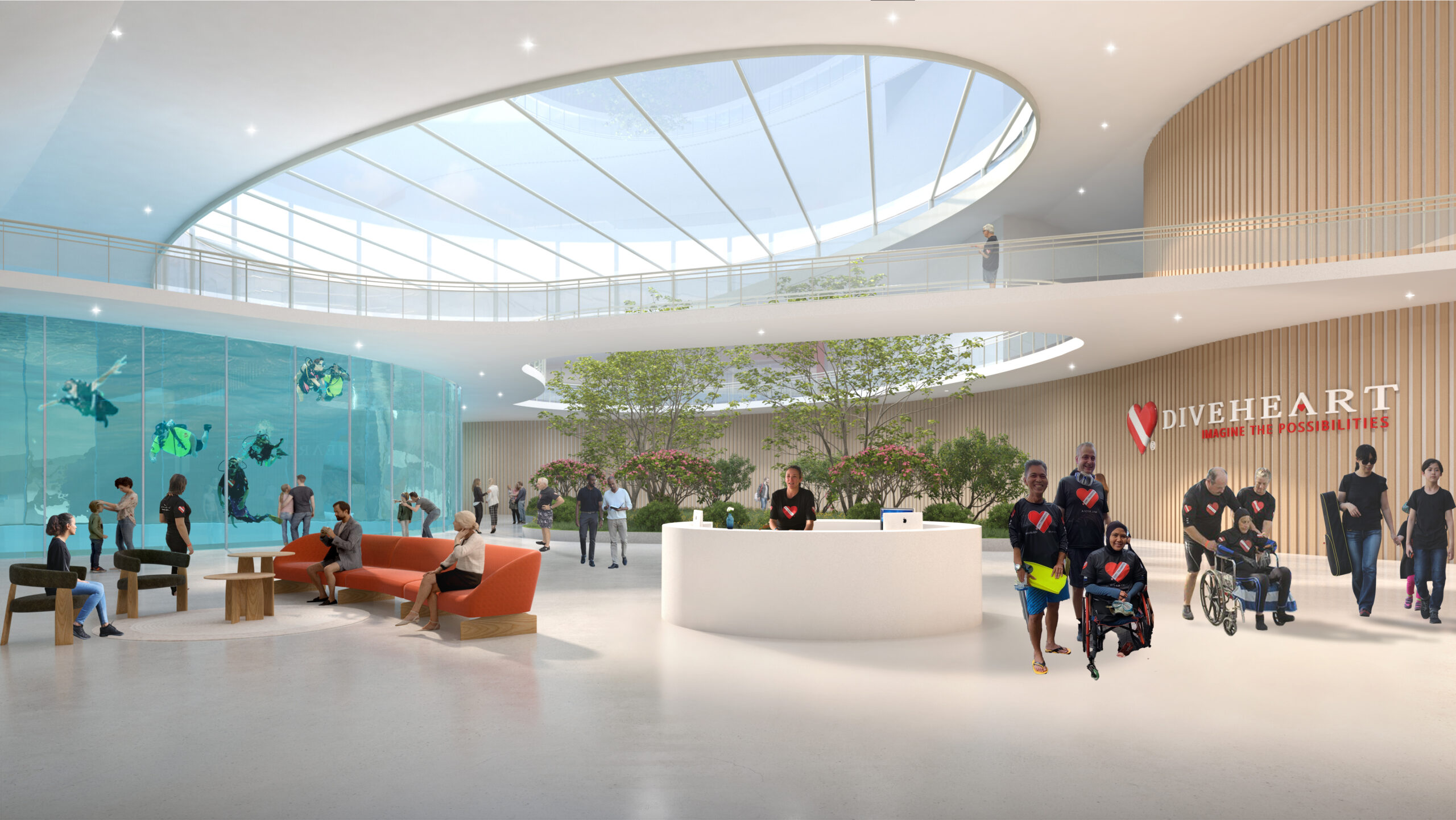 concept render of deep pool facility reception area